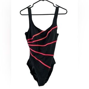 Longitude pink and black one piece swimsuit